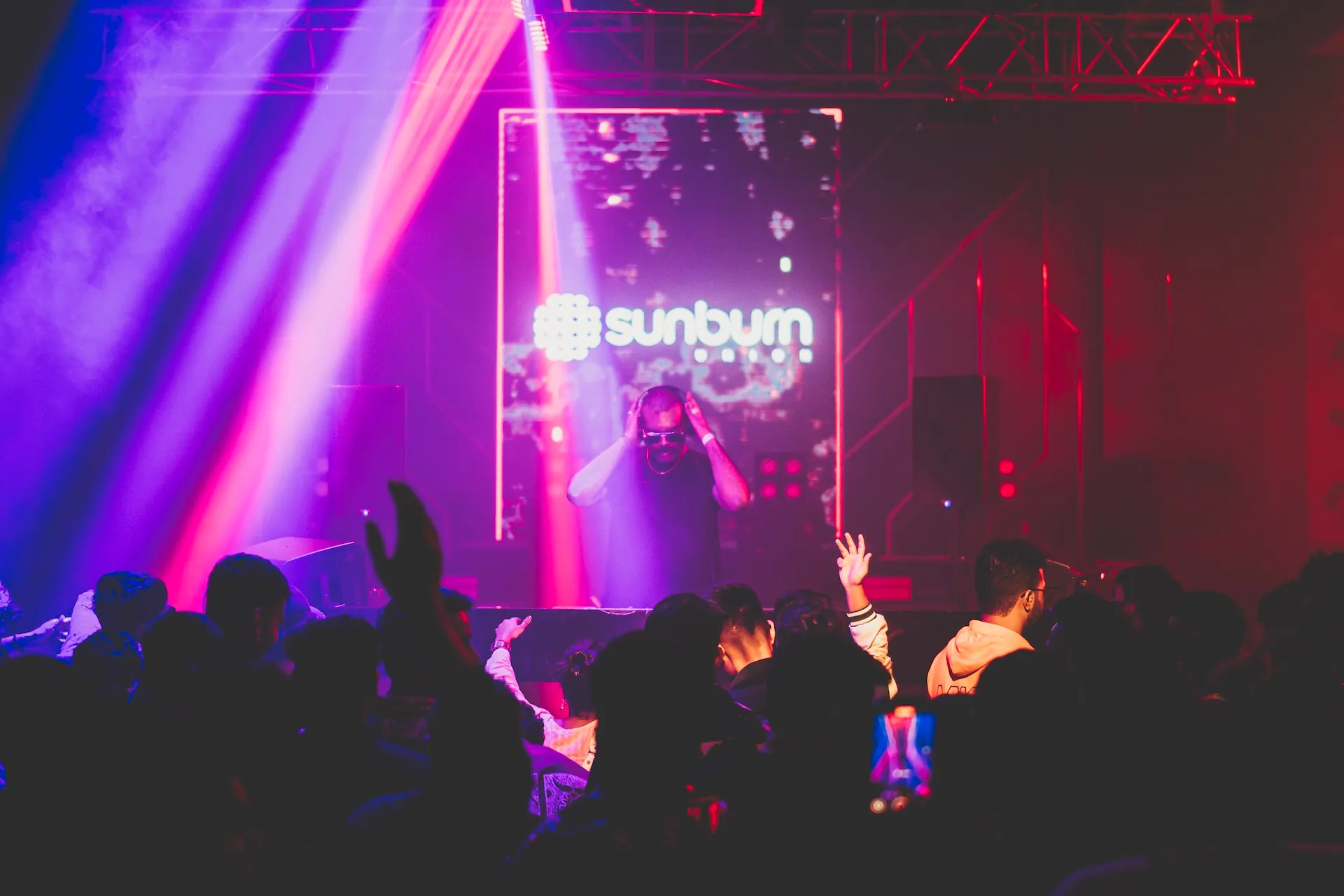 Crowd and stage lighting at a Raka Ashok show